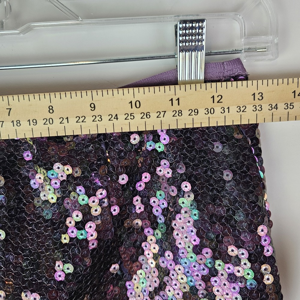 Rebecca Taylor Sequins Pants Womens 4 Purple Pull On Party Event Glam Formal - Picture 8 of 10